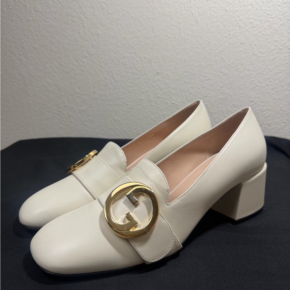 Gucci Blondie White Leather Loafers